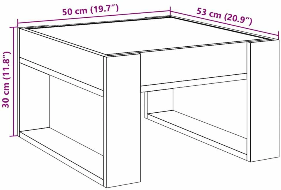 Kavos staliukas su Infinity LED lemputėmis, pilkas, 50x53x30cm