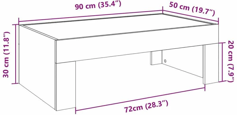 Kavos staliukas su Infinity LED lemputėmis, rudas, 90x50x30cm