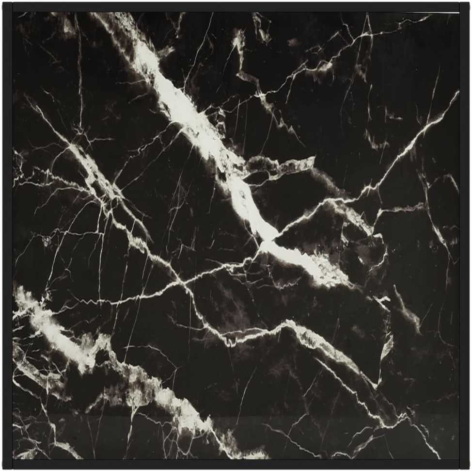 Kavos staliukas su juodo marmuro stiklu, juodas, 90x90x50cm