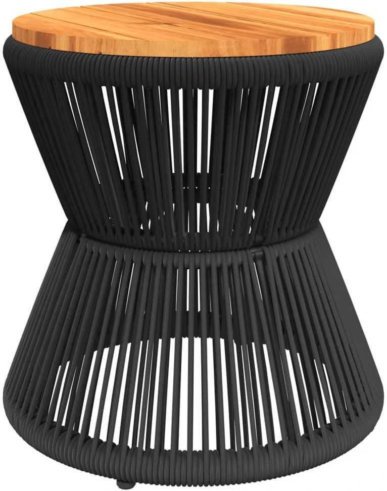 Kavos staliukas su krepšiu, juodas, 45x44cm, akacijos masyvas