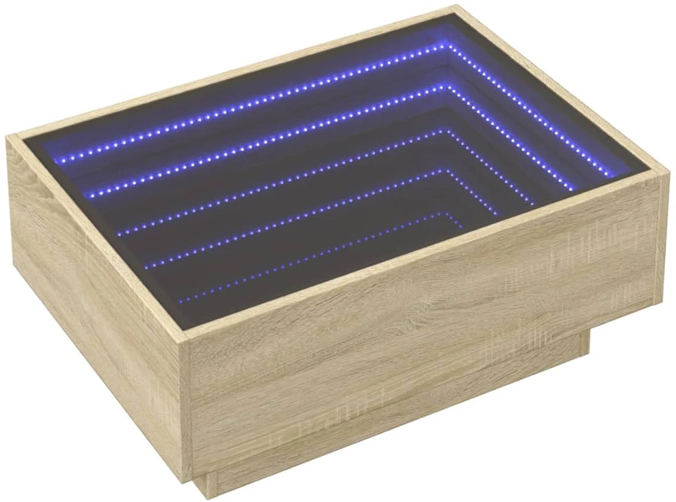 Kavos staliukas su LED, ąžuolo, 70x50x30cm, apdirbta mediena