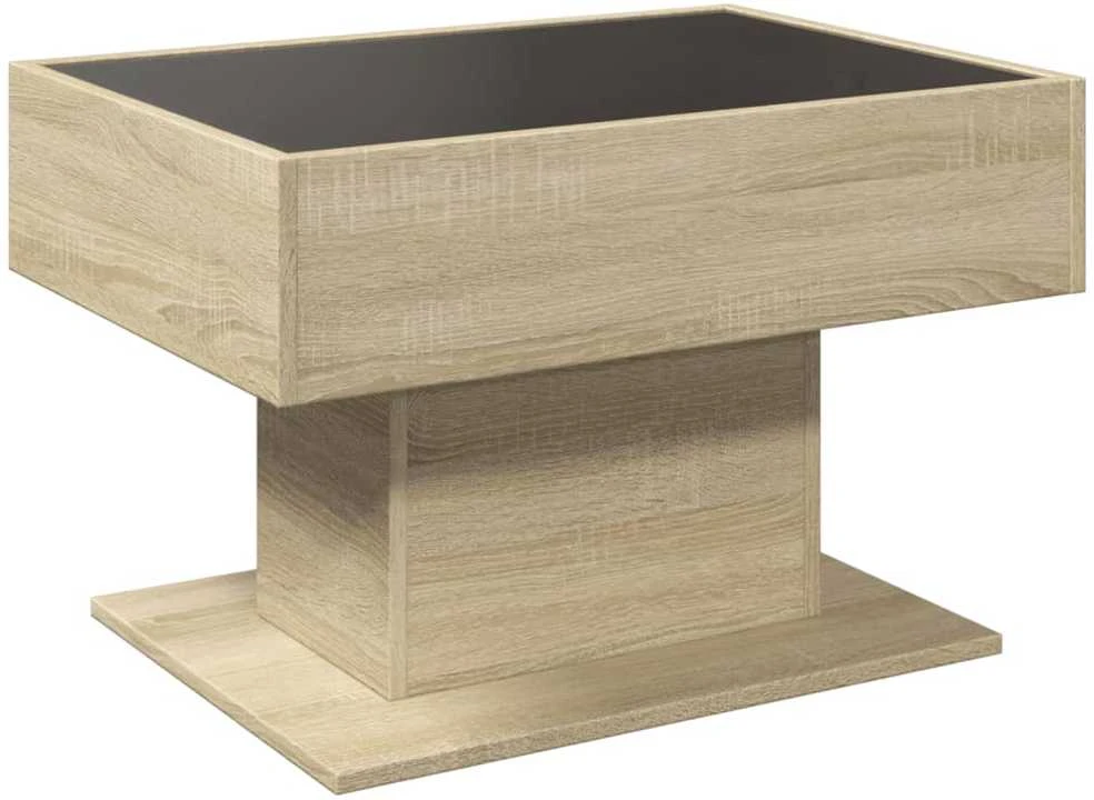 Kavos staliukas su LED, ąžuolo, 70x50x45cm, apdirbta mediena