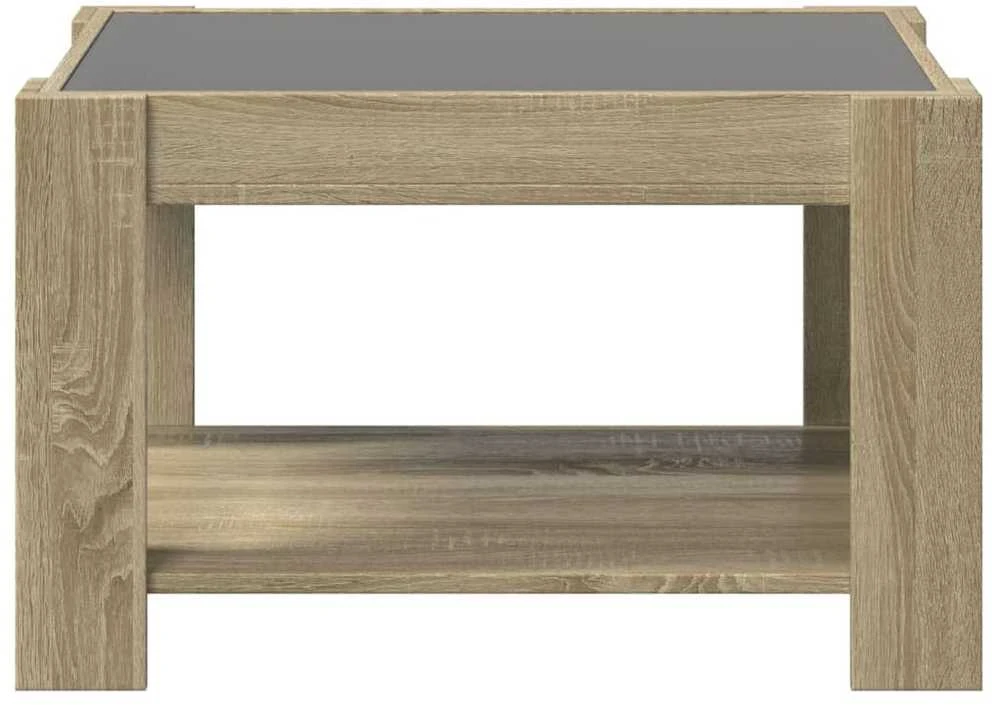 Kavos staliukas su LED, ąžuolo, 73x53x45cm, apdirbta mediena