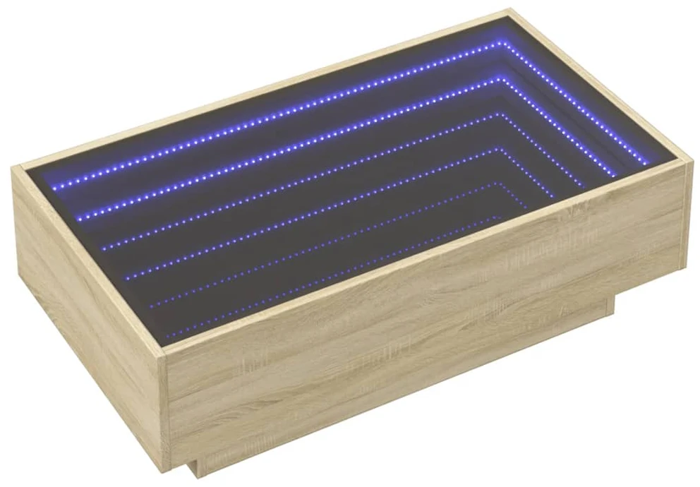Kavos staliukas su LED, ąžuolo, 90x50x30cm, apdirbta mediena