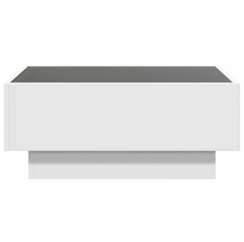Kavos staliukas su LED, baltas, 70x50x30cm, apdirbta mediena