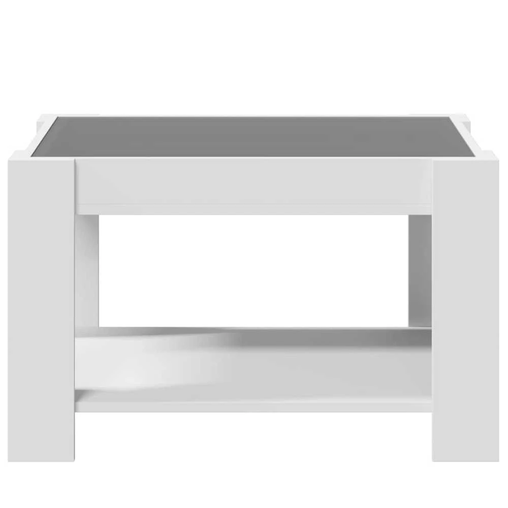 Kavos staliukas su LED, baltas, 73x53x45cm, apdirbta mediena