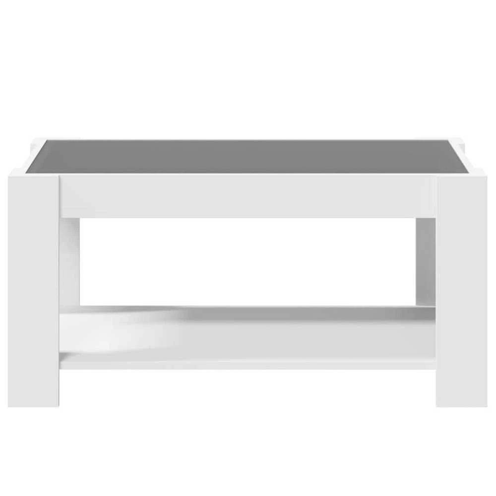 Kavos staliukas su LED, baltas, 93x53x45cm, apdirbta mediena