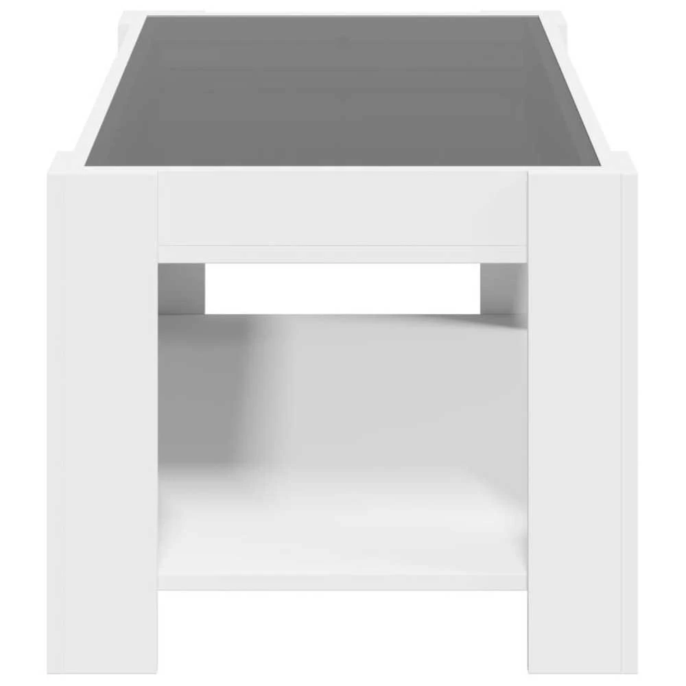 Kavos staliukas su LED, baltas, 93x53x45cm, apdirbta mediena