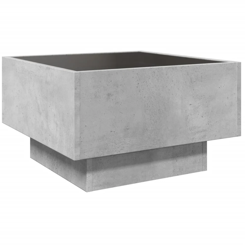 Kavos staliukas su LED, betono, 50x50x30cm, apdirbta mediena