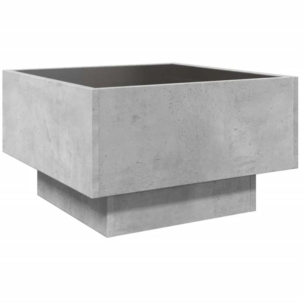 Kavos staliukas su LED, betono, 50x50x30cm, apdirbta mediena