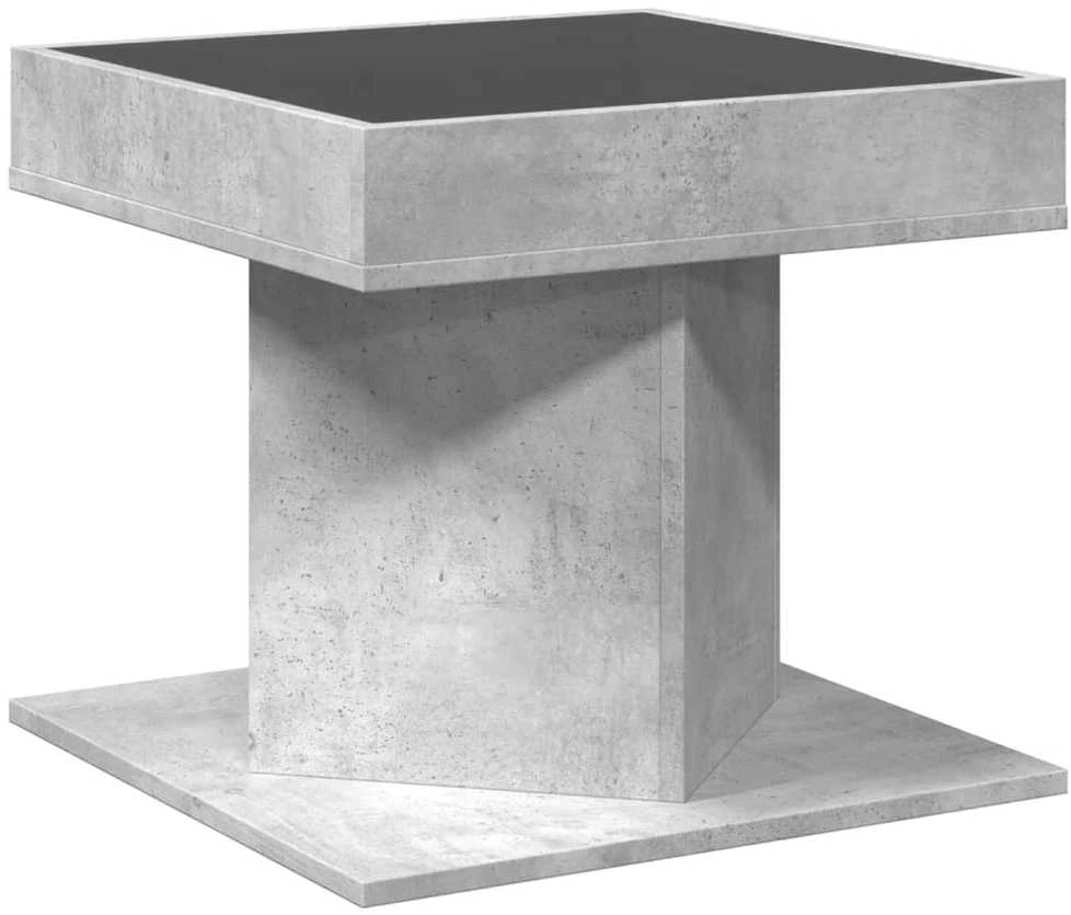 Kavos staliukas su LED, betono, 50x50x45cm, apdirbta mediena