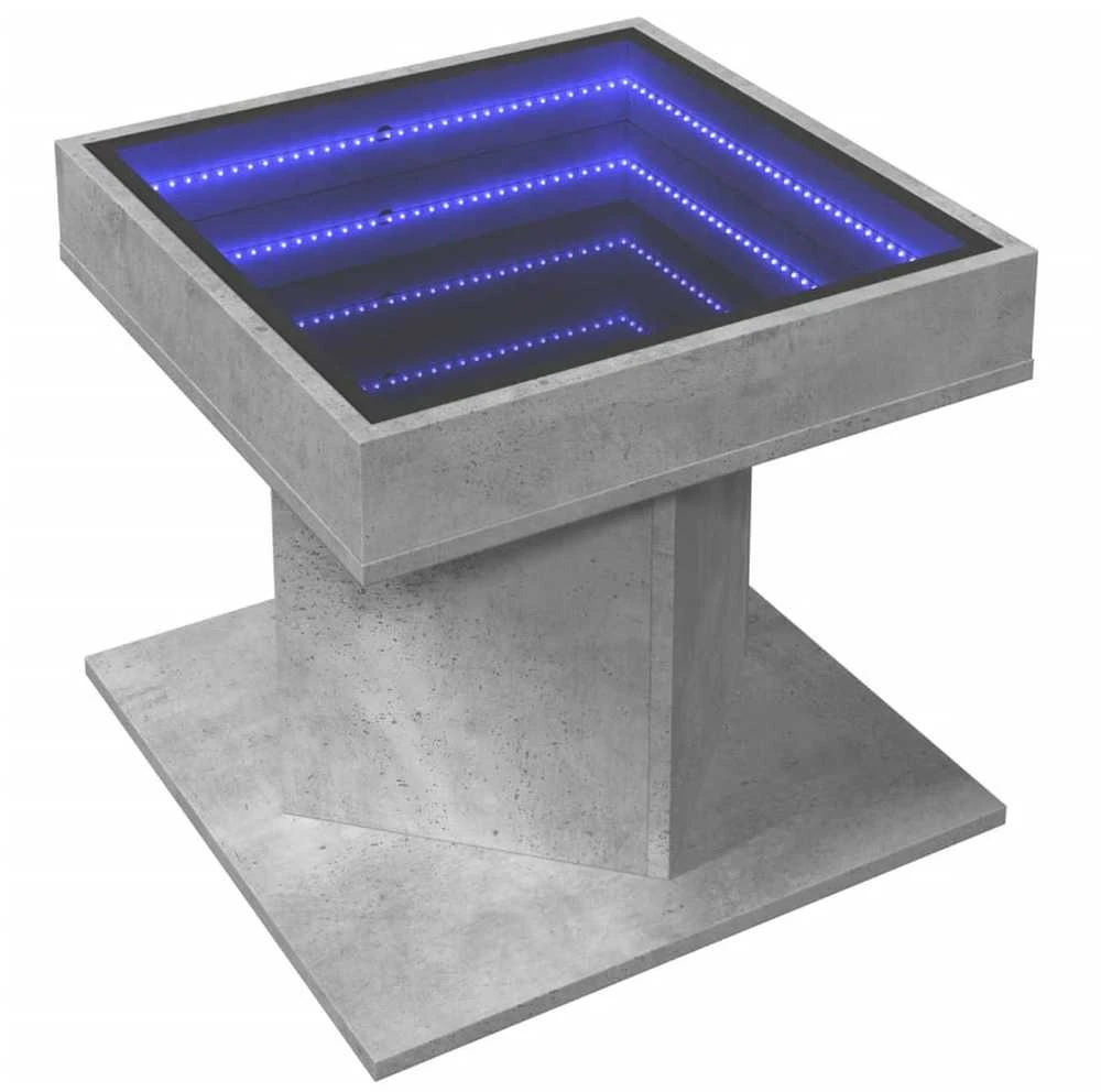 Kavos staliukas su LED, betono, 50x50x45cm, apdirbta mediena