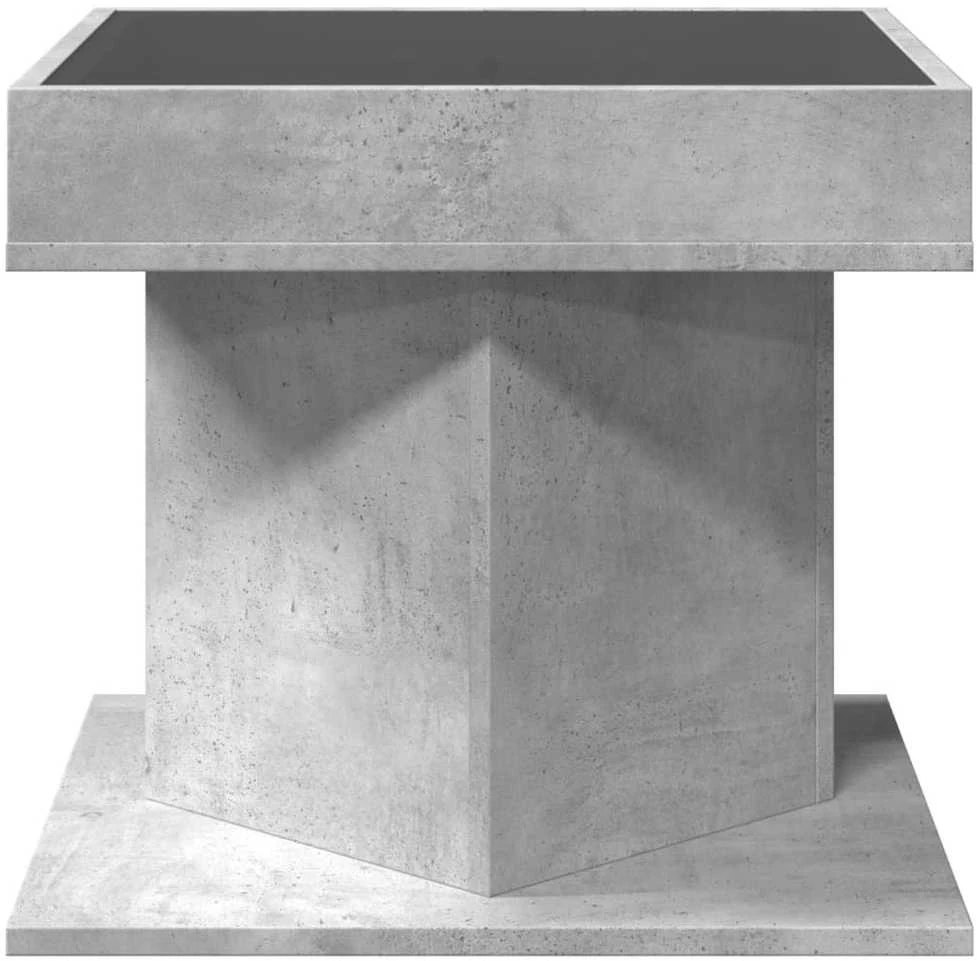 Kavos staliukas su LED, betono, 50x50x45cm, apdirbta mediena