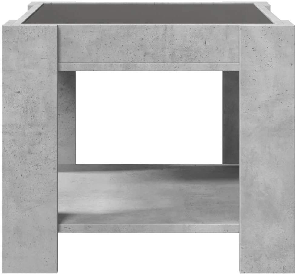 Kavos staliukas su LED, betono, 53x53x45cm, apdirbta mediena