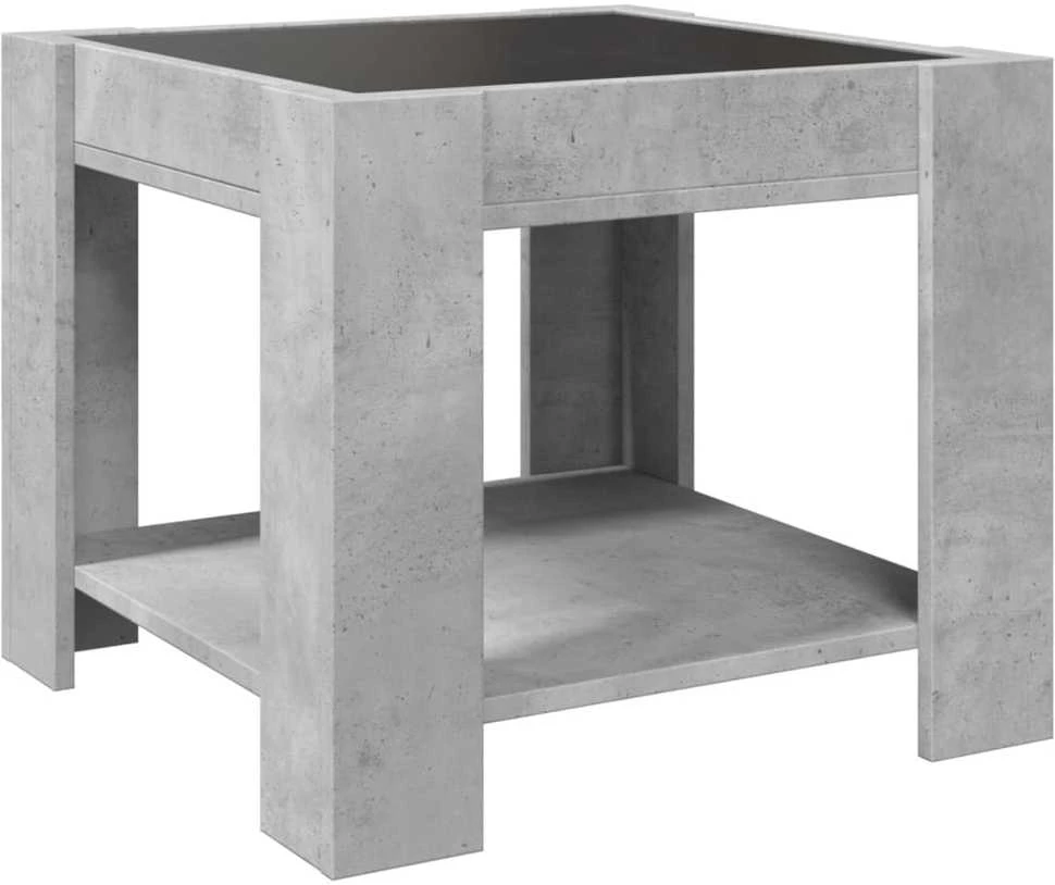 Kavos staliukas su LED, betono, 53x53x45cm, apdirbta mediena