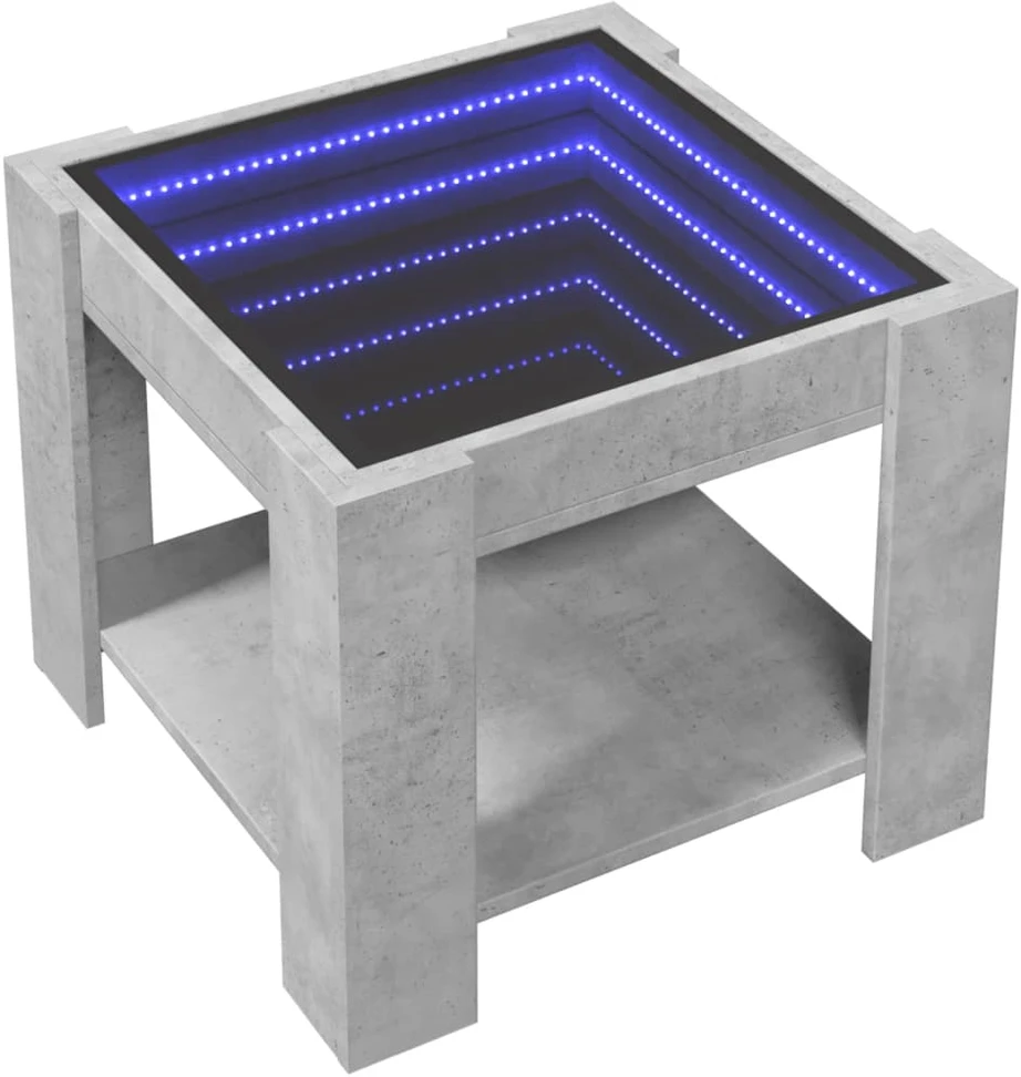 Kavos staliukas su LED, betono, 53x53x45cm, apdirbta mediena