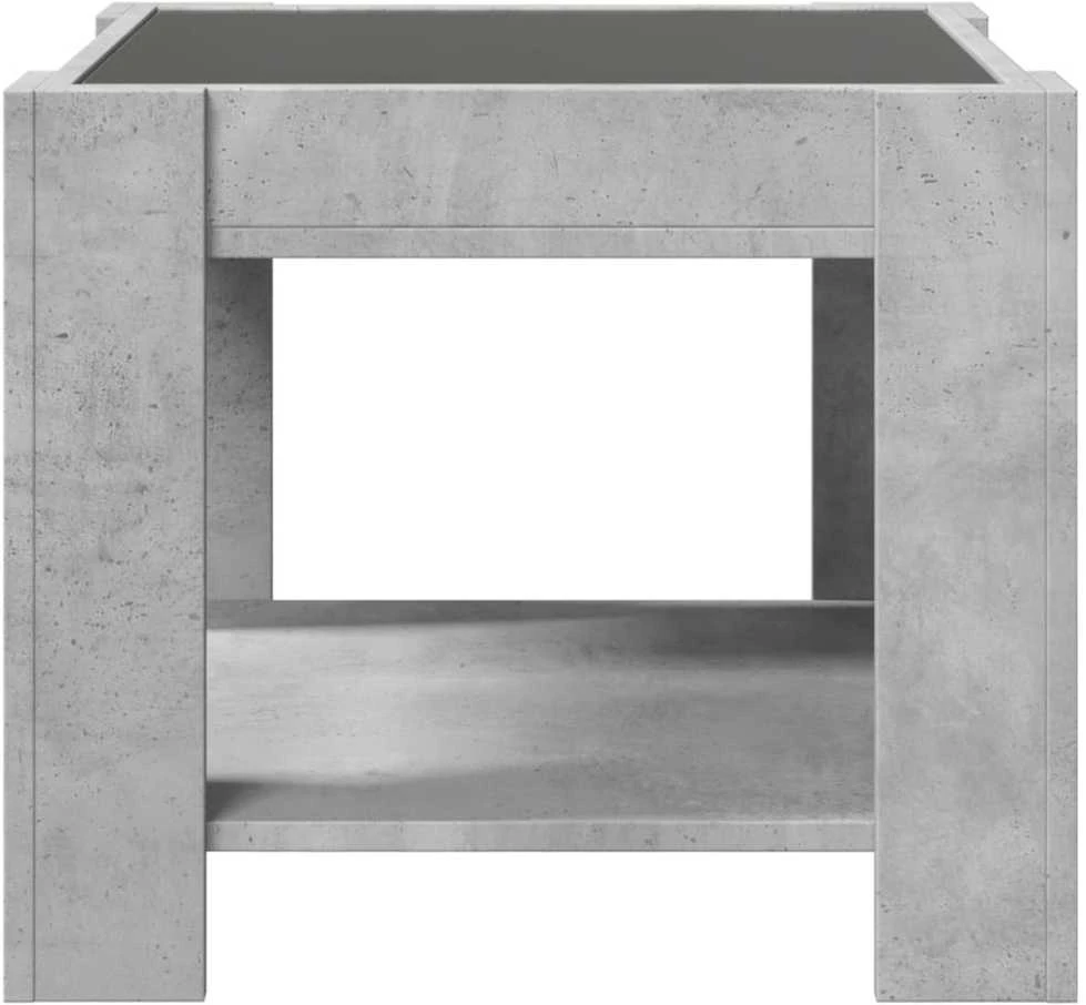 Kavos staliukas su LED, betono, 53x53x45cm, apdirbta mediena