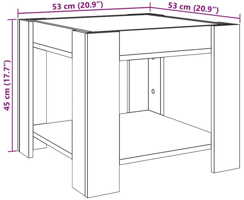 Kavos staliukas su LED, betono, 53x53x45cm, apdirbta mediena