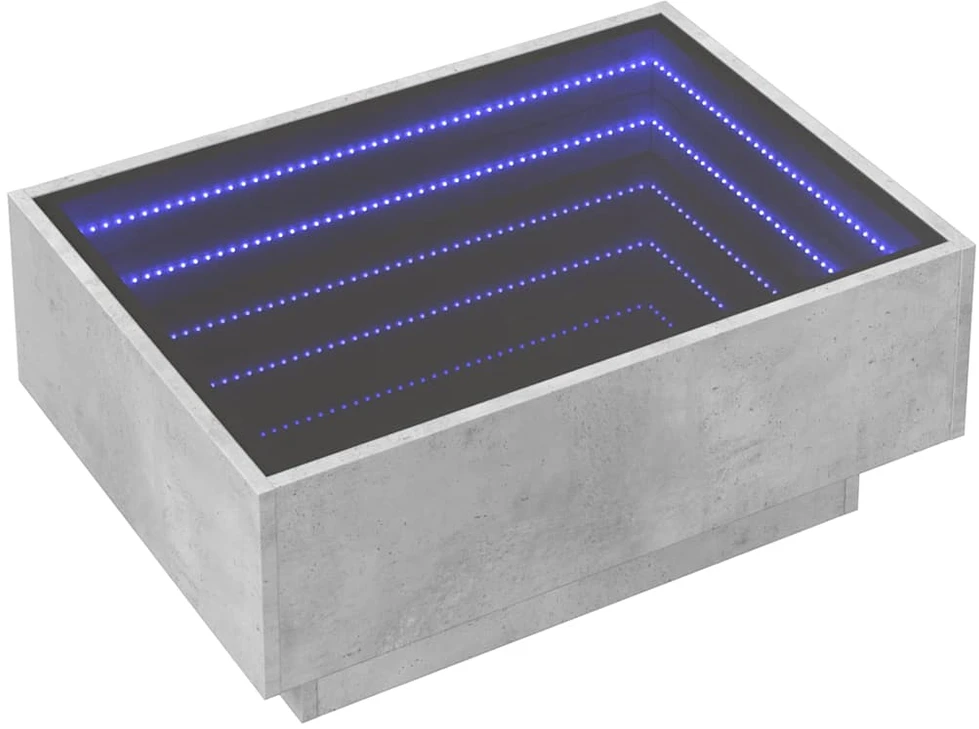 Kavos staliukas su LED, betono, 70x50x30cm, apdirbta mediena