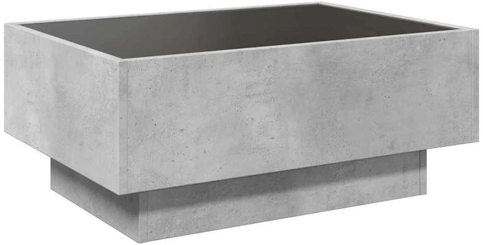 Kavos staliukas su LED, betono, 70x50x30cm, apdirbta mediena
