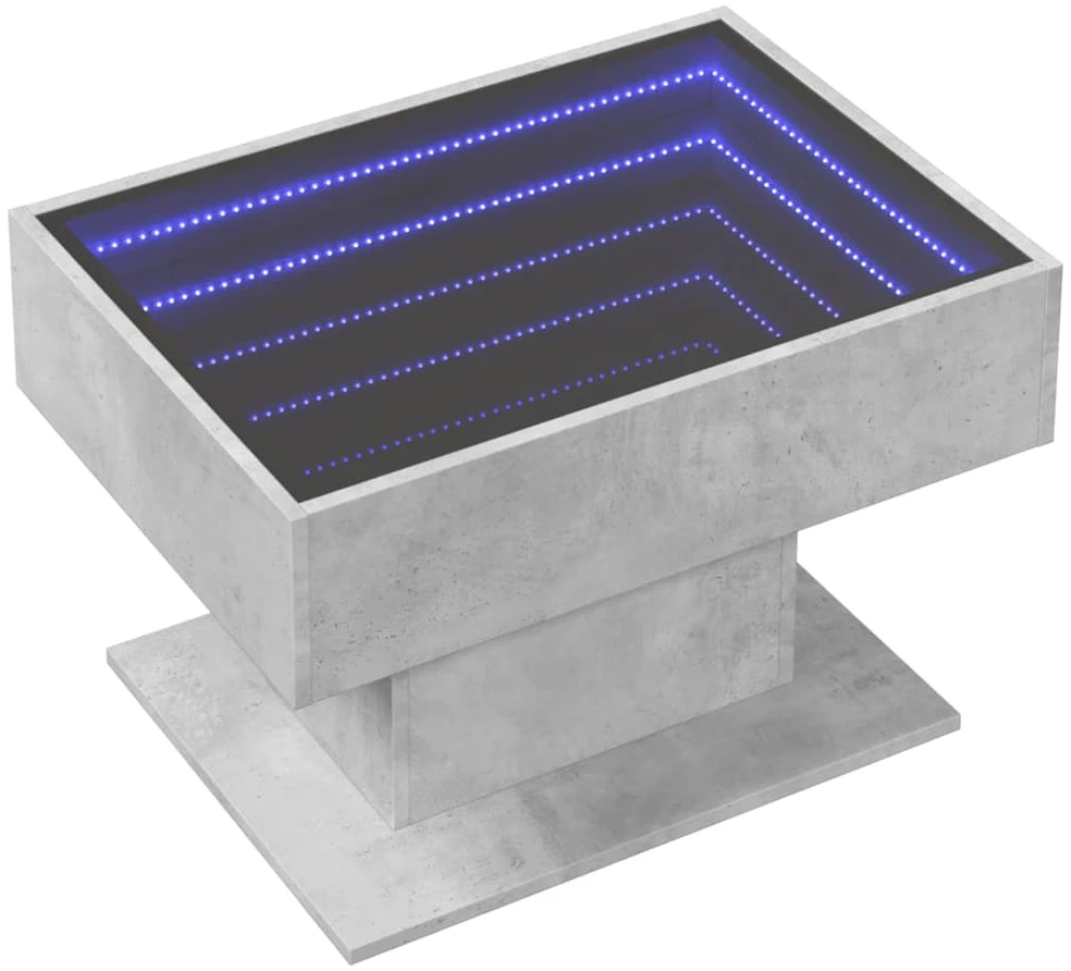 Kavos staliukas su LED, betono, 70x50x45cm, apdirbta mediena