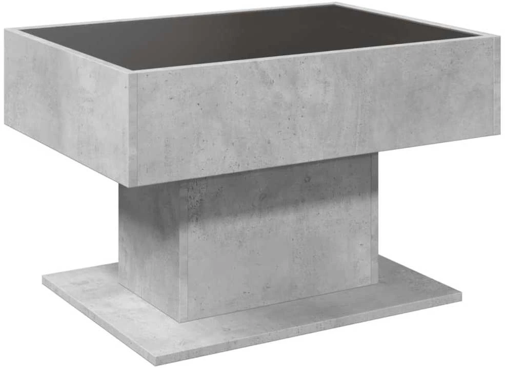 Kavos staliukas su LED, betono, 70x50x45cm, apdirbta mediena