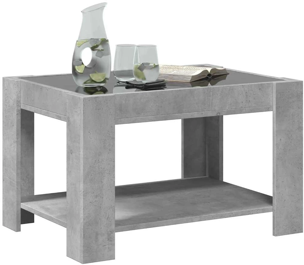 Kavos staliukas su LED, betono, 73x53x45cm, apdirbta mediena