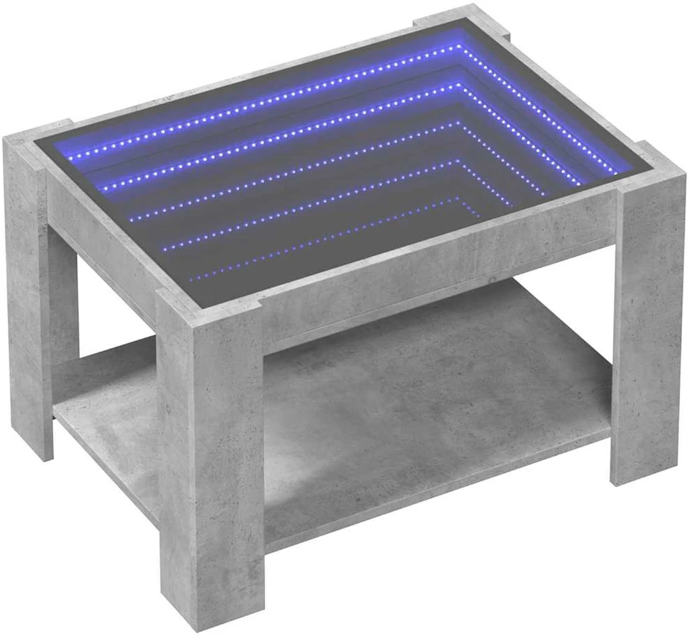 Kavos staliukas su LED, betono, 73x53x45cm, apdirbta mediena