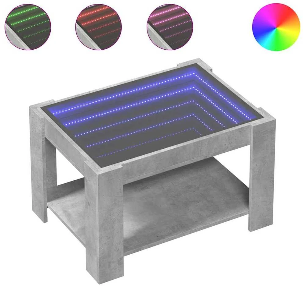 Kavos staliukas su LED, betono, 73x53x45cm, apdirbta mediena