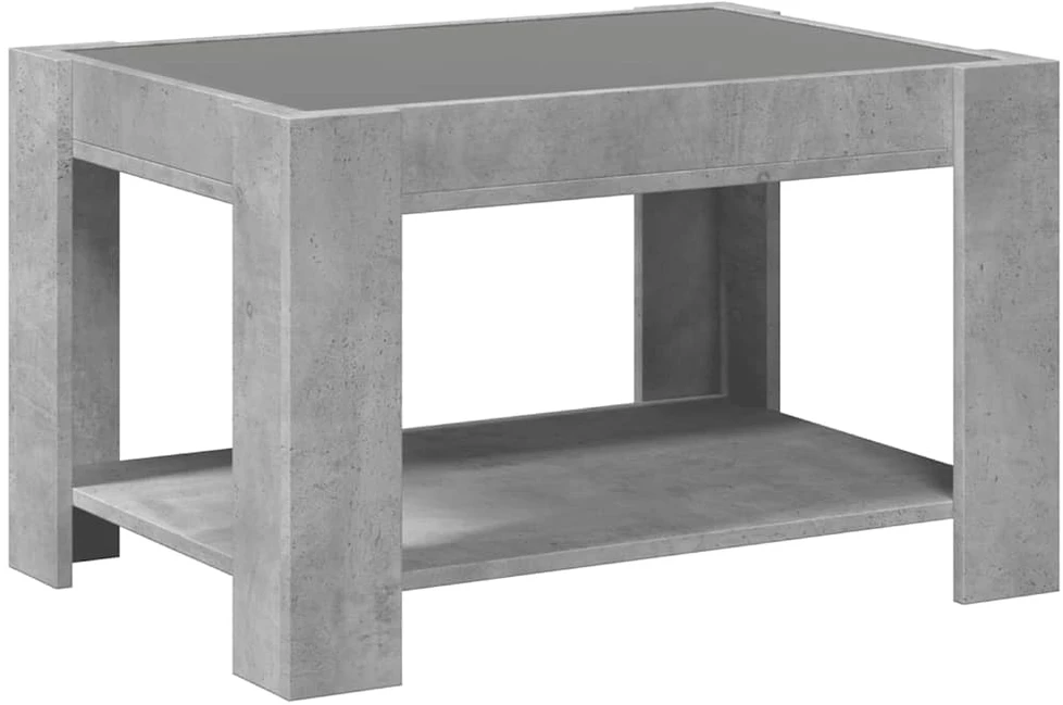 Kavos staliukas su LED, betono, 73x53x45cm, apdirbta mediena