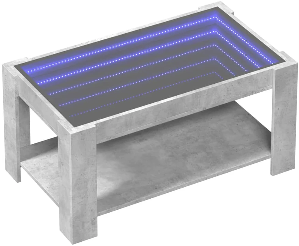 Kavos staliukas su LED, betono, 93x53x45cm, apdirbta mediena