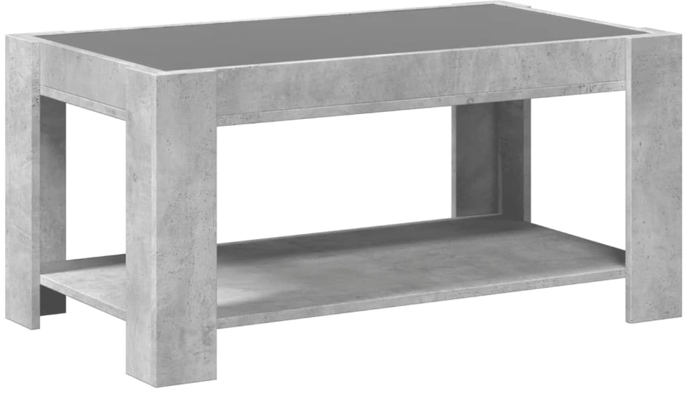 Kavos staliukas su LED, betono, 93x53x45cm, apdirbta mediena