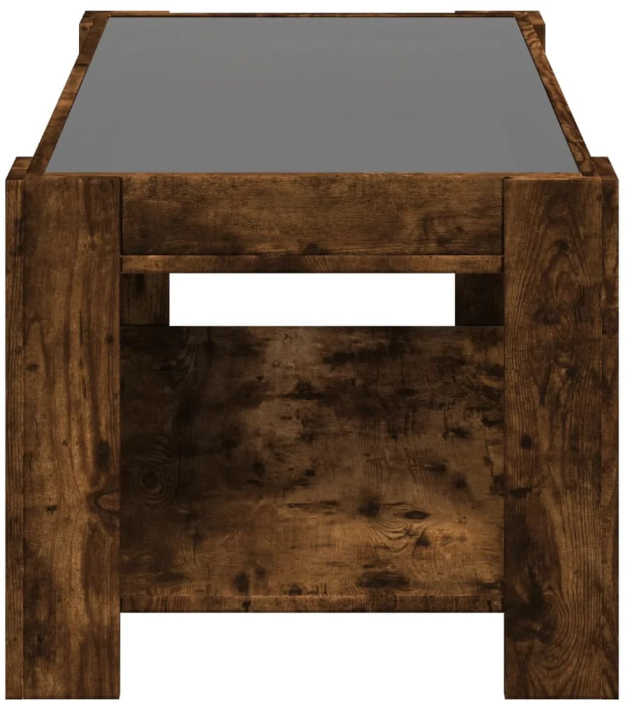 Kavos staliukas su LED, dūminio ąžuolo, 93x53x45cm, mediena