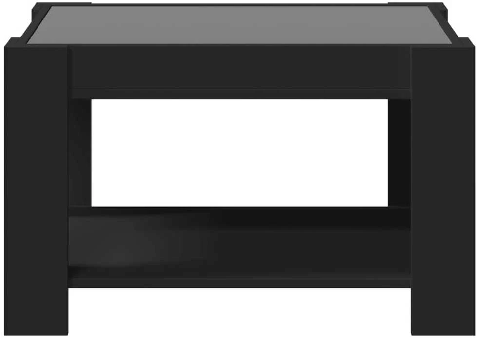 Kavos staliukas su LED, juodas, 73x53x45cm, apdirbta mediena