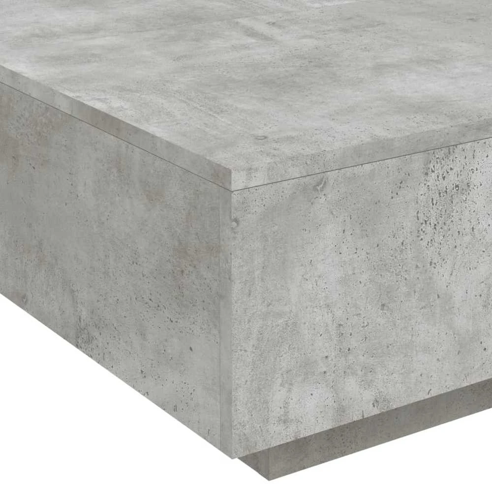 Kavos staliukas su LED lemputėmis, betono pilkas, 80x80x31cm