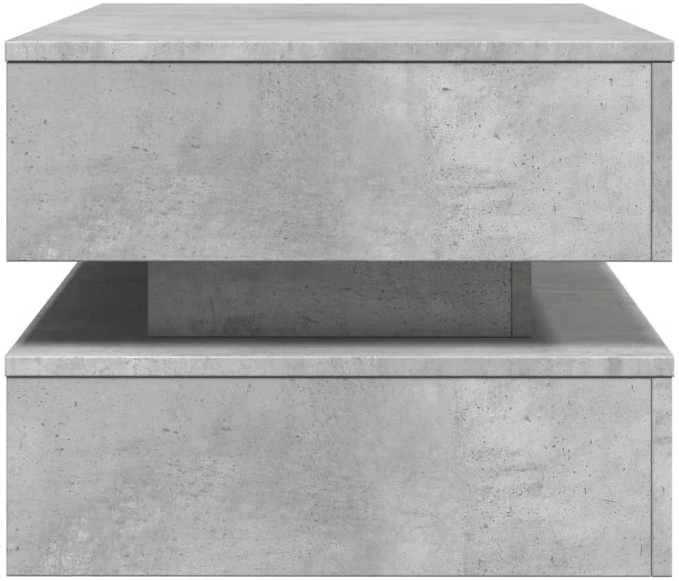 Kavos staliukas su LED lemputėmis, betono pilkas, 90x50x40cm