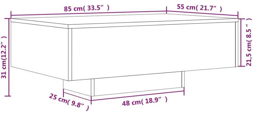 Kavos staliukas su LED lemputėmis, betono pilkas, 85x55x31cm