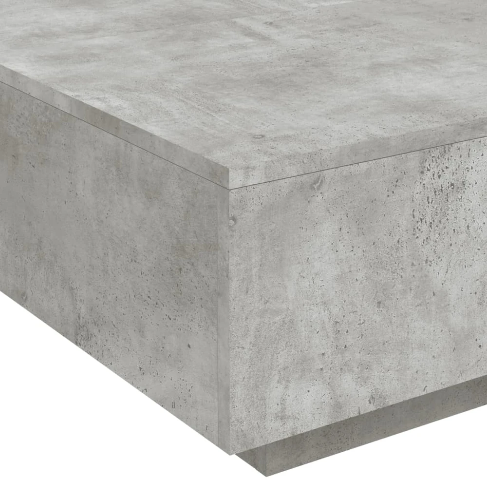 Kavos staliukas su LED lemputėmis, betono pilkas, 80x80x31cm
