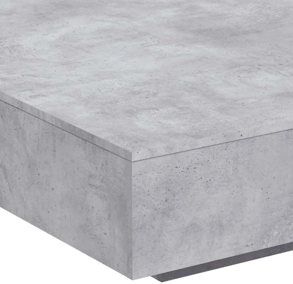 Kavos staliukas su LED lemputėmis, betono pilkas, 100x100x31cm