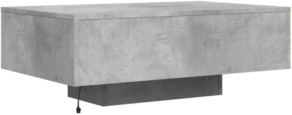 Kavos staliukas su LED lemputėmis, betono pilkas, 85x55x31cm