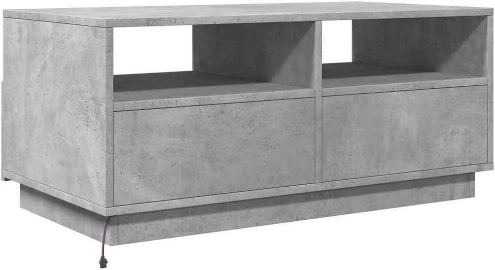 Kavos staliukas su LED lemputėmis, betono pilkas, 90x49x40cm
