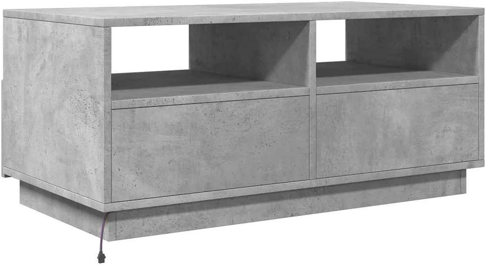 Kavos staliukas su LED lemputėmis, betono pilkas, 90x49x40cm