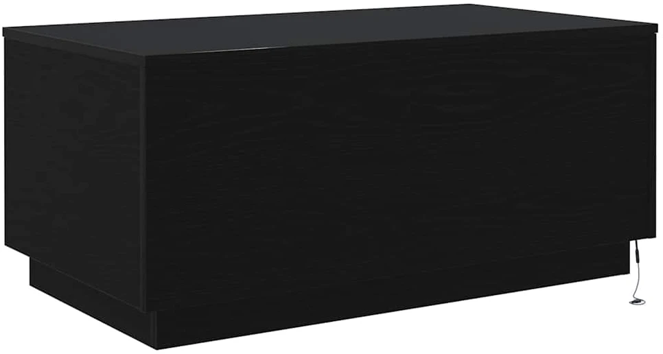 Kavos staliukas su LED lemputėmis, juodo ąžuolo spalvos, 90x50x40 cm