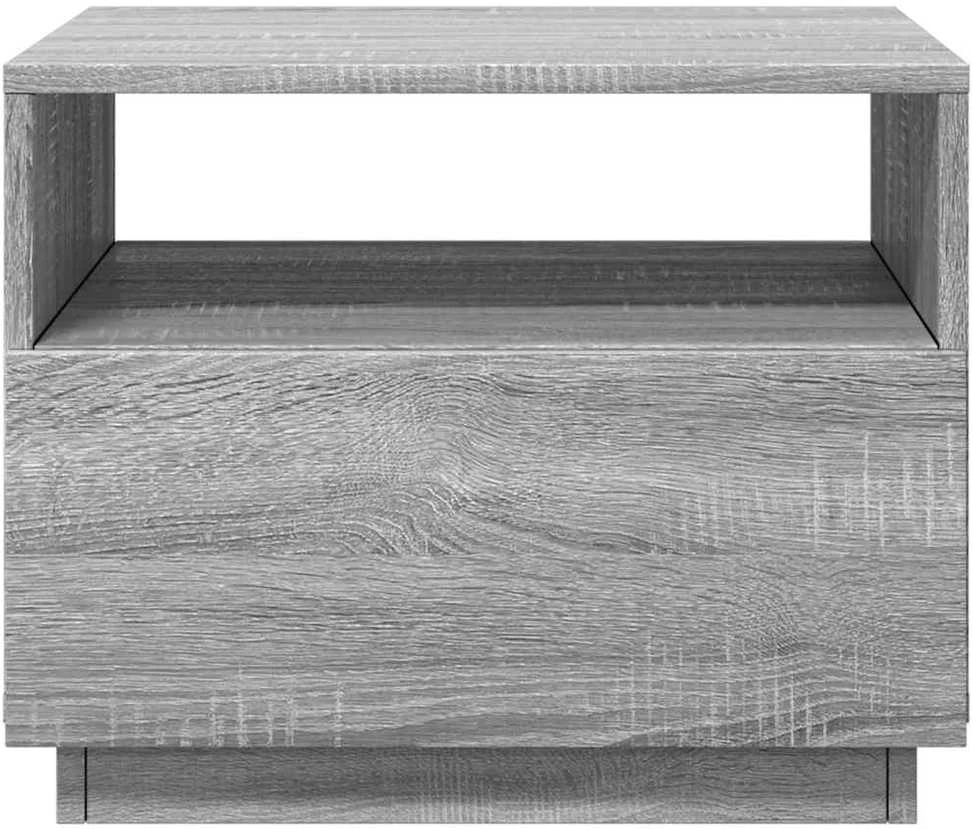 Kavos staliukas su LED lemputėmis, pilkas ąžuolo, 50x49x40cm