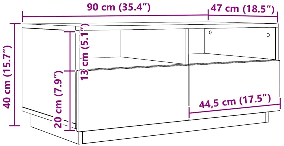 Kavos staliukas su LED lemputėmis, rudas ąžuolo, 90x49x40cm