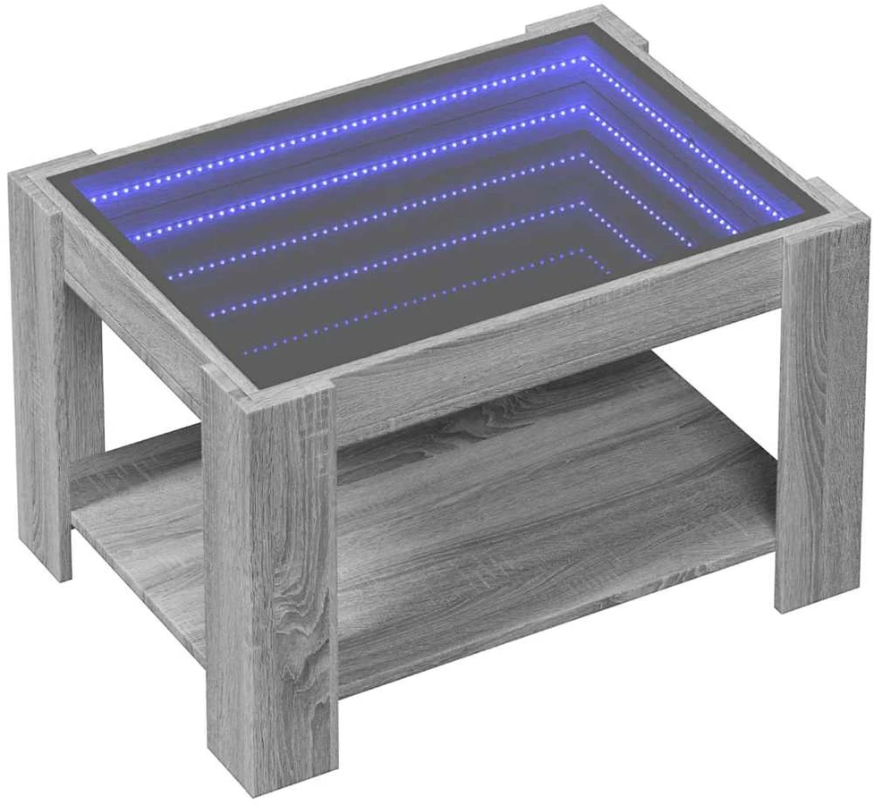 Kavos staliukas su LED, pilkas ąžuolo, 73x53x45cm, mediena