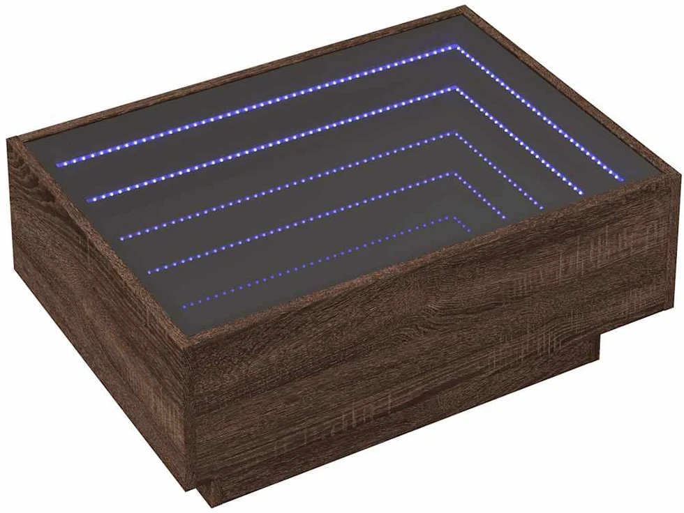 Kavos staliukas su LED, rudas ąžuolo, 70x50x30cm, mediena