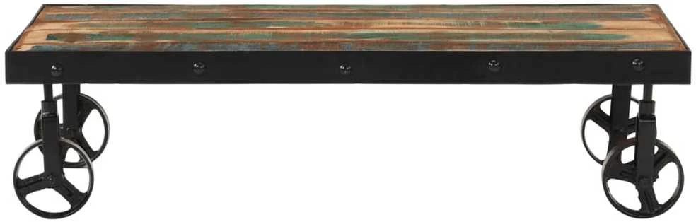 Kavos staliukas su ratukais, 100x55x26cm, perdirbta mediena