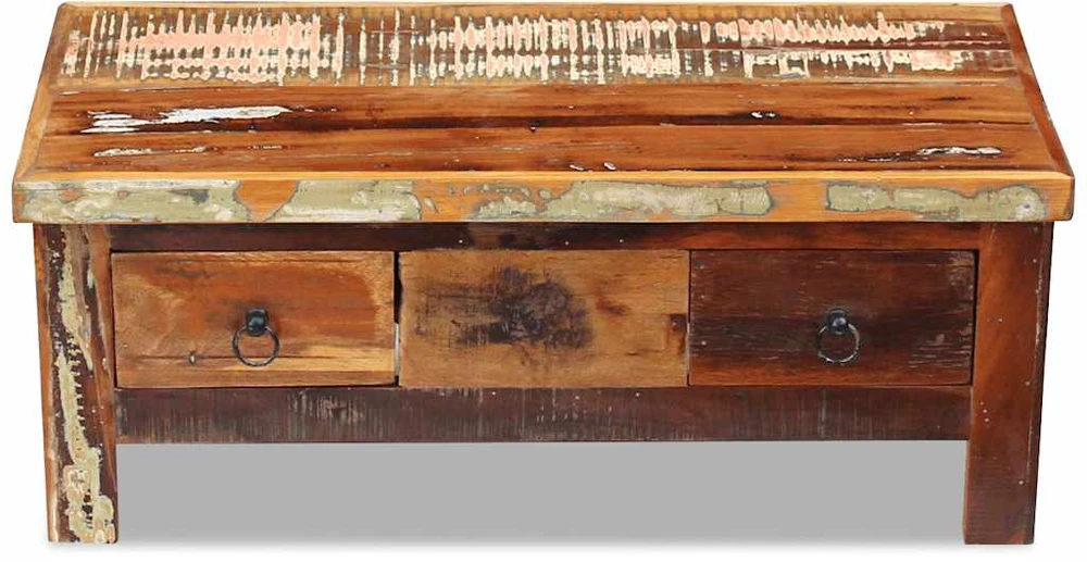 Kavos staliukas su stalčiais, perdirbta mediena, 90x45x35 cm