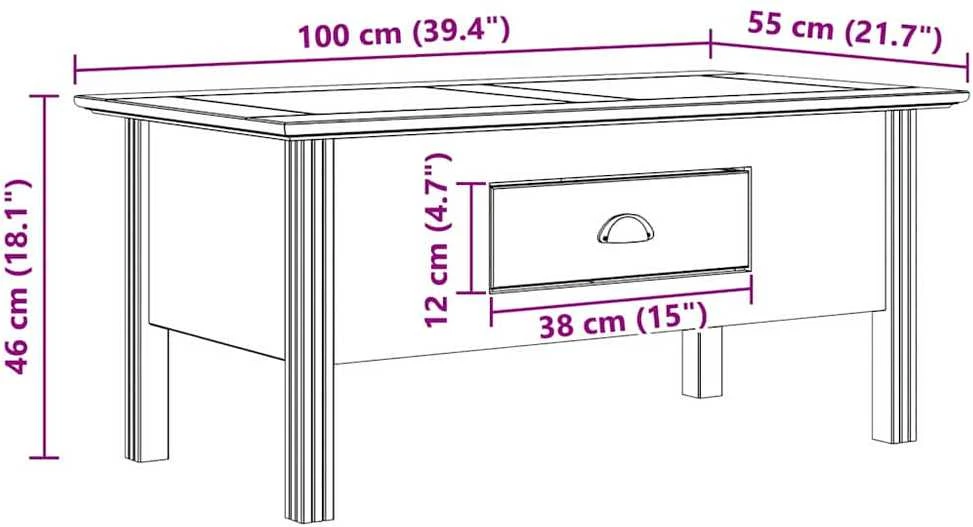 Kavos staliukas su stalčių BODO Medus ruda 100 x 55 x 45,8 cm